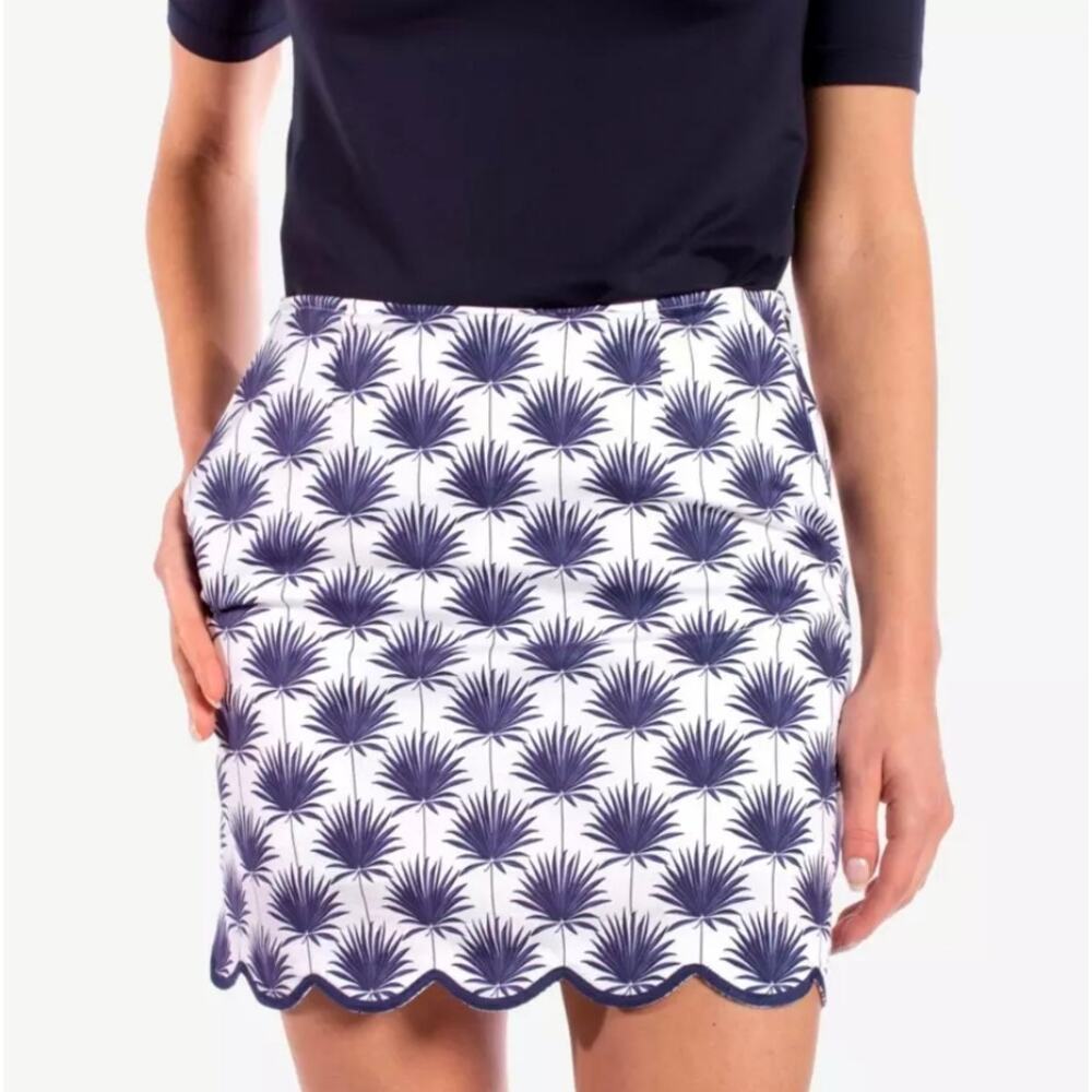 Golfini Sand Castles White Navy Tropical Pattern Golf Skort Skirt 12 Preppy 4102 - Picture 2 of 10